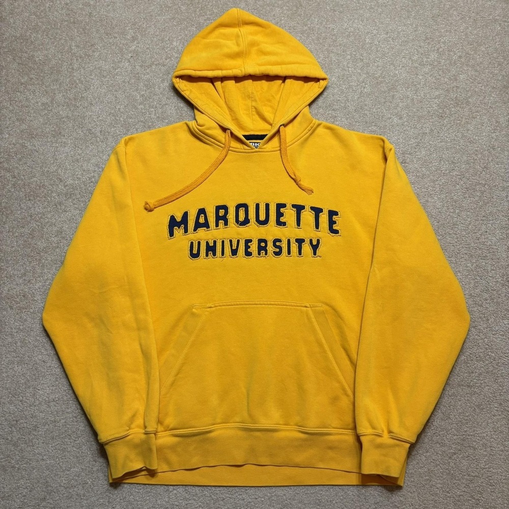 Vtg Marquette Golden Eagles Hoodie Sweatshirt Mens Large Gold NCAA Big Cotton